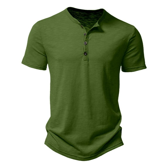 Men's Henley Shirt Short Sleeve Button T-Shirts Casual Solid Color Basic Tee Lightweight Comfortable Short Sleeve Top with Button