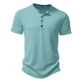 thumbnail image 1 of Men's Henley Shirt Short Sleeve Button T-Shirts Casual Solid Color Basic Tee Lightweight Comfortable Short Sleeve Top with Button, 1 of 4