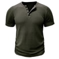 thumbnail image 1 of Men's Henley Shirt Short Sleeve Vertical Ribbed Textured T-Shirt 4 Button Placket Regular Fit Casual Summer Tops for Daily Wear,3XL, 1 of 5