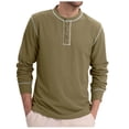 thumbnail image 1 of Men's Henley Shirts Big and Tall Long Sleeve Casual Classic Button T-Shirts Fall Crew Neck Loose Tops for Men (Army Green M), 1 of 5