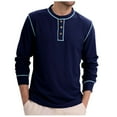 thumbnail image 1 of Men's Henley Shirts Big and Tall Long Sleeve Casual Classic Button T-Shirts Fall Crew Neck Loose Tops for Men (Dark Blue M), 1 of 5