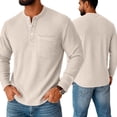 thumbnail image 1 of Men's Henley Shirts Casual Long Sleeve Waffle T-Shirts Button Up Pullover Tee, 1 of 3