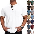 thumbnail image 1 of Men's Henley Shirts Casual Short Sleeve Button T-Shirt with Pocket,White,2XL, 1 of 6