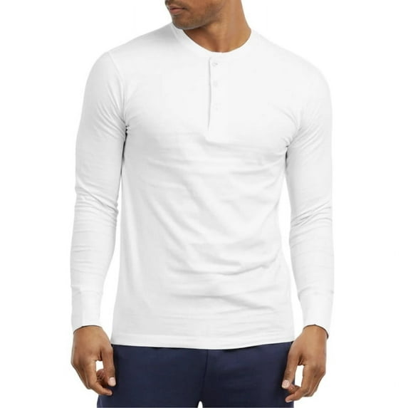 Men's Henley Shirts Cotton Long Sleeve Tops S-3XL Regular Big & Tall Breathable Comfy Basic Layering Top Menswear Underwear Classic Casual