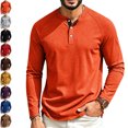 thumbnail image 1 of Men's Henley Shirts Long Raglan Sleeve Slim Fit Button T-Shirts Casual Pullover Tops with Pocket Saffron XL, 1 of 9