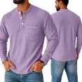 thumbnail image 1 of Men's Henley Shirts Long Sleeve Basic Waffle Knit Pullover T-Shirt with Pocket, 1 of 4