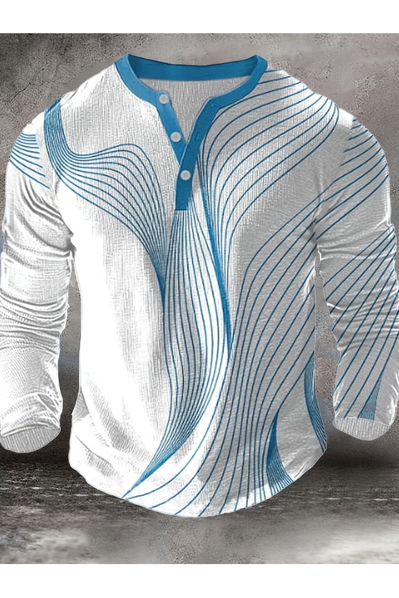 Men's Henley Shirts Long Sleeve Button T-Shirt Casual Stylish Cotton Pullover Shirt White 3XL