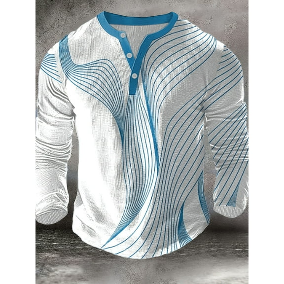 Men's Henley Shirts Long Sleeve Button T-Shirt Casual Stylish Cotton Pullover Shirt White L