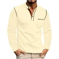 thumbnail image 1 of Men's Henley Shirts Long Sleeve T-shirts Mens Polo Shirts Henley Long Sleeve Tee Classic Casual Fashion Stretch Cotton 3/4 Button Fall Tops Regular fit Baisc Plain Pullover Tees Shirts with Pocket, 1 of 5