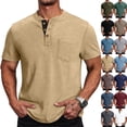 thumbnail image 1 of Men's Henley Shirts Short Sleeve Button Cotton Tee with Chest Pocket, Casual Summer Lightweight Classic T-Shirt Tops ,XXL,Complexion, 1 of 6