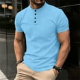thumbnail image 1 of Henley Shirts for Men Lightweight Stretch Short Sleeve T Shirts Solid Color Comfort Gym Workout Athletic Tees Tops Size S-2XL, 1 of 6