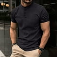 thumbnail image 1 of Men's Henley Shirts Solid Color Buttons Short Sleeve Athletic Tops for Gym Workout Casual Summer T Shirt, 1 of 6