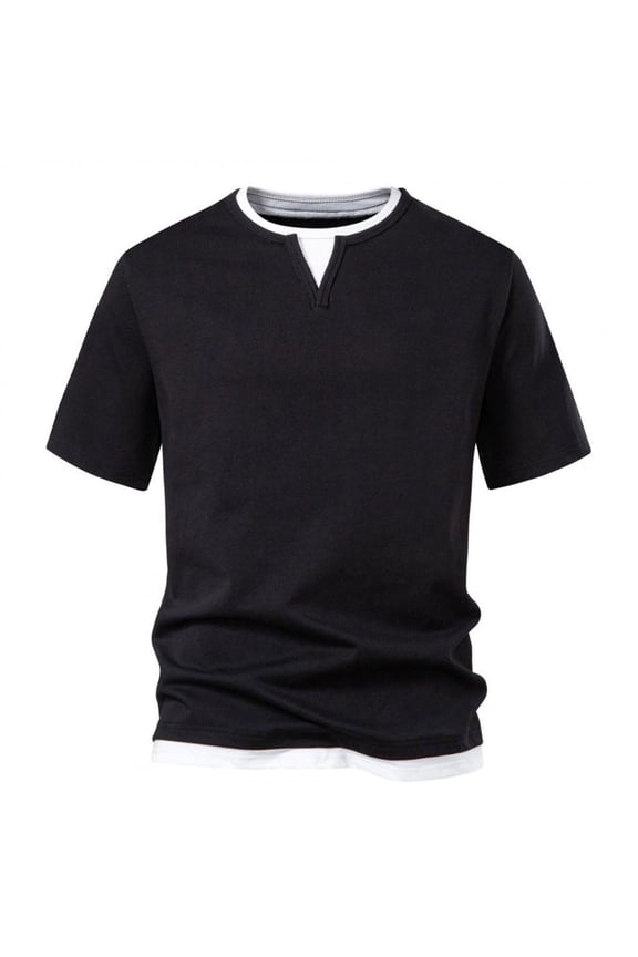 Men's Henley Short Sleeve Casual Lightweight Pullover Soft Stretch Basic T-Shirt V-Neck Top