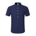 thumbnail image 1 of Men's Henley Short Sleeve Stand Collar Casual T-Shirt Classic Henley Summer Solid Color T-Shirt, 1 of 7