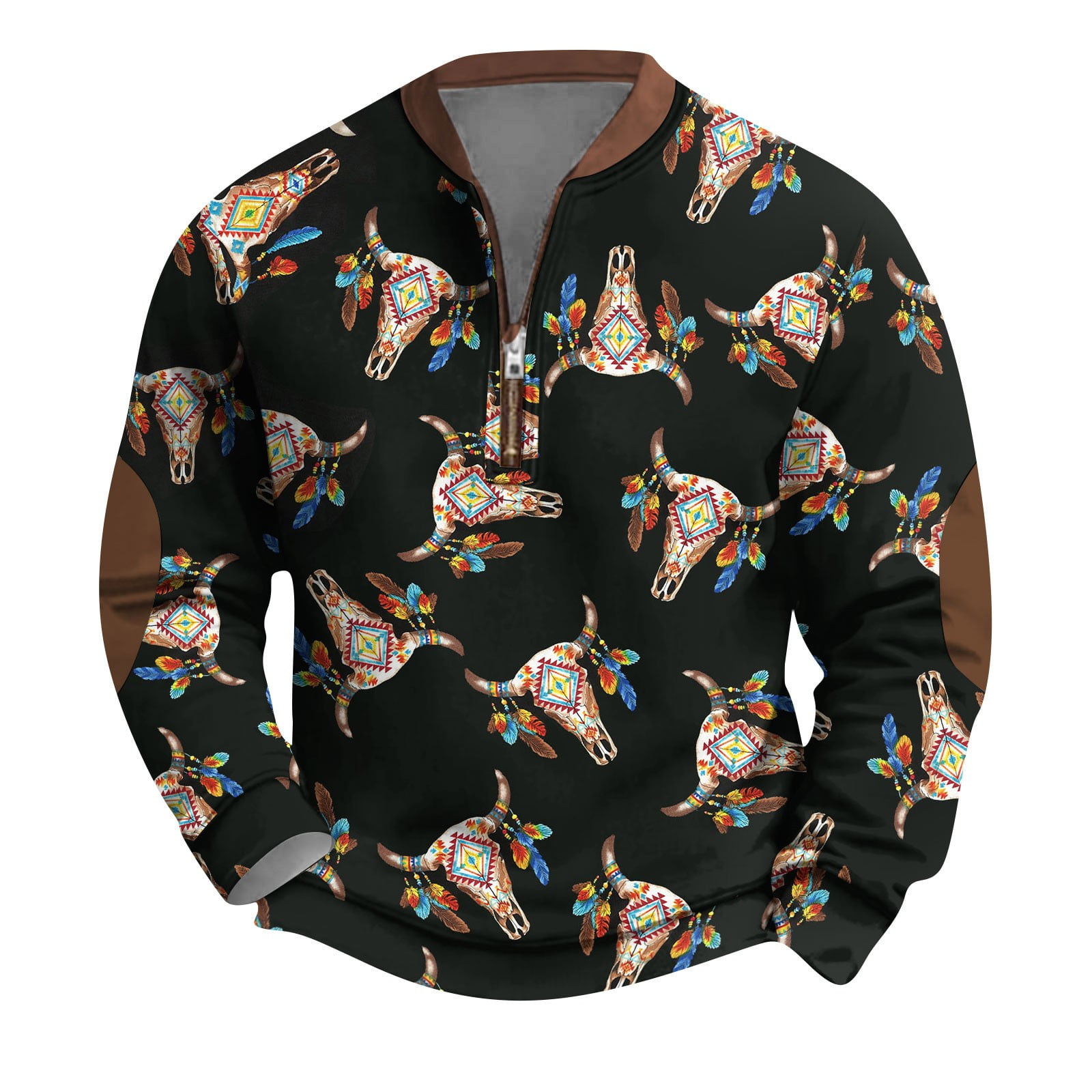 Men's Henley Sweatshirt Stand Collar Half Zip Shirts Long Sleeve T