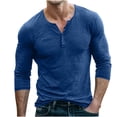 thumbnail image 1 of Men's Henley T‑Shirt Long Sleeve, Solid Vintage Athletic Muscle Fit Shirt Button Placket Tee for Gym Sport Business Casual Daily Wear, 1 of 6