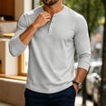 thumbnail image 1 of Men's Henley T-Shirts Long Sleeve Button Pullover Shirt Casual Basic Tees Fall Winter Trendy Shirt 2XL, 1 of 6
