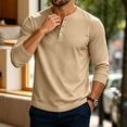 thumbnail image 1 of Men's Henley T-Shirts Long Sleeve Button Pullover Shirt Casual Basic Tees Fall Winter Trendy Shirt 2XL, 1 of 6