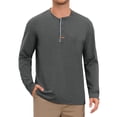 thumbnail image 1 of Men's Henley T-Shirts Long Sleeve Casual Button Cotton Pullover Tee Shirt 3XL Dark Gray, 1 of 6