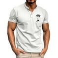 thumbnail image 1 of Men's Henley T-Shirts Summer Stylish Palm Tree Print Button Up Short Sleeve Tees Classic Muscle Fit Athletic Pullover Tops Z003-White M, 1 of 4