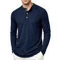 thumbnail image 1 of Men's Henley Waffle T-Shirt Long Sleeve Casual Lightweight Pullover Shirts Soft Stretch Tees for Business Golf,XL, 1 of 8