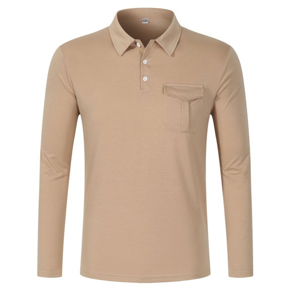Men's Henleys Shirts Classic Button Basic Long Sleeve Shirt Casual Collared Solid Color Cotton Business Tees Stylish Tops