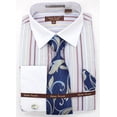 thumbnail image 1 of Men's Henri Picard White & Blue Striped Multi-Color French Cuff Shirt Set, 1 of 6