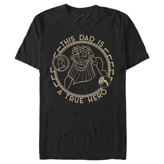 Men's Hercules Zeus This Dad is a True Hero Graphic Tee Black Large