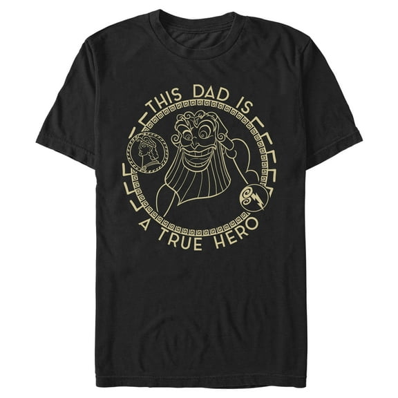 Men's Hercules Zeus This Dad is a True Hero Graphic Tee Black Small