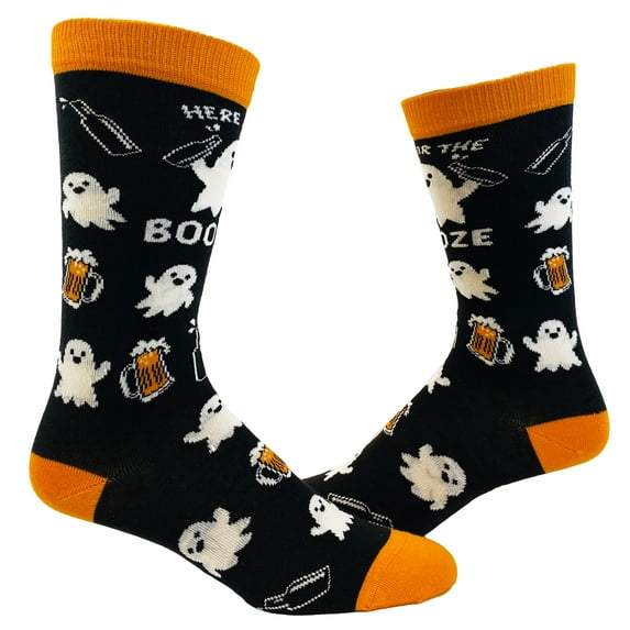 Men's Here for The Booze Socks Funny Ghost Halloween Party Graphic Novelty Footwear