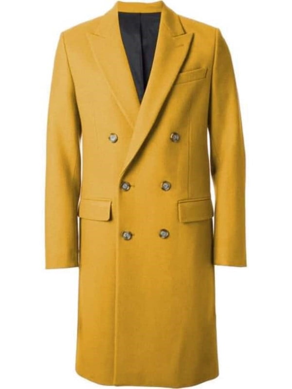DBCoat Men's Dress Coat Double Breasted Gray Herringbone Tweed Six Buttons Overcoats