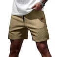 thumbnail image 1 of Men's Herringbone Textured Shorts with Drawstring Waist and Pockets Summer Causal Shorts, L, 1 of 7