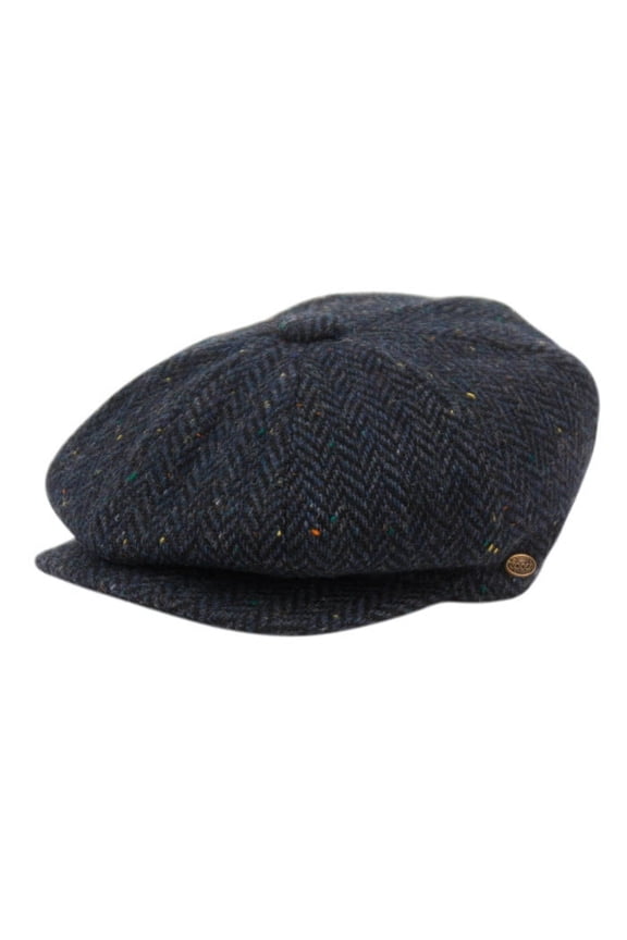 Men's Herringbone Tweed Wool Blend Newsboy Ivy Cap Snap Brim Gatsby Hat