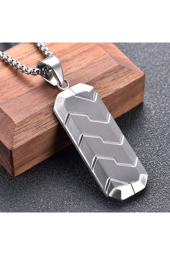 Men's Hexagonal Tire Tread Pendant Necklace - 202 Stainless Steel Geometric Pattern Durable Chain, Modern Hip-Hop Retro Style Jewelry for Casual & Formal Outfits