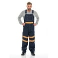 thumbnail image 1 of Men's Hi-Vis Bib Overall Men Enhanced Visibility Denim Dungaree PANTS Orange Dark Blue 30-30, 1 of 8