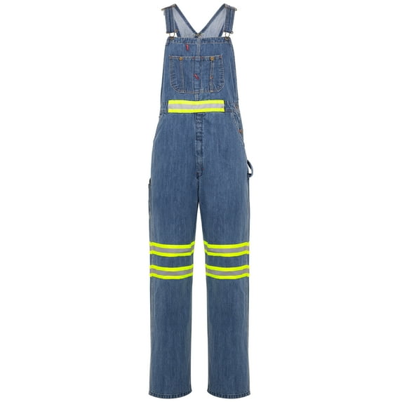 Men's Hi-Vis Bib Overall Men Enhanced Visibility Denim Dungaree PANTS Yellow Light Blue 30-34