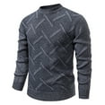thumbnail image 1 of Men's High-Elastic Round Neck Loose Knit Sweater 2025 Trendy Long Sleeve Soft Breathable Rayon Fabric Casual Lazy Vibe Daily Wear, 1 of 5