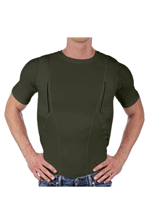 Men's High Elasticity Tactical Short Sleeve T-Shirt with Side Pockets for Active Wear