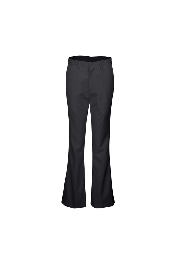 Men's High End Micro Flared Business Pants - Polyester, Gray, Loose Straight Leg, High Waist for Office/Casual