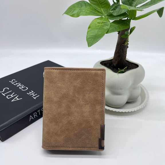 Men's High-End Short Wallet, Simple Zipper Handbag with Buckle Closure, Slim Leather Small Wallet for Men with Multiple Card Slots & RFID Blocking, Gift Box