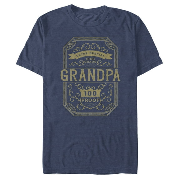 Men's Lost Gods 100 Proof Grandpa Graphic Tee Navy Blue Heather Large