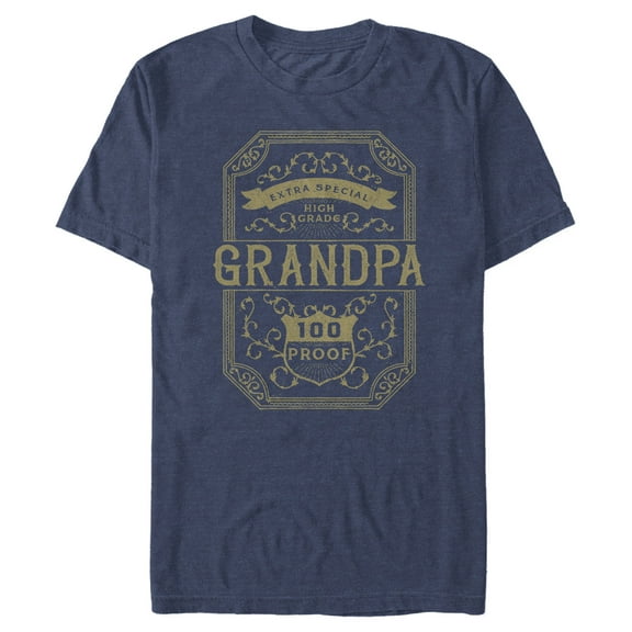 Men's Lost Gods 100 Proof Grandpa  Graphic Tee Navy Blue Heather Medium