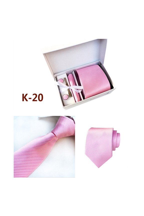 Men's High Grade Handkerchief Wide Necktie Cufflinks Tie Clips Set With Box