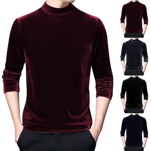 Men’s High Neck Long Sleeve T-Shirt Casual Versatile Winter Base Layer Top