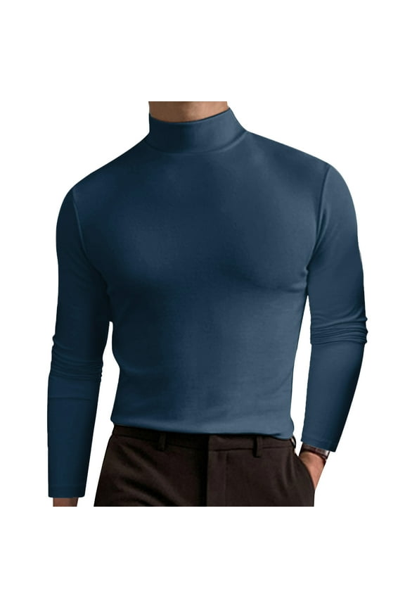 Men's High Neck Slim Fit T-Shirt Stretchy Breathable Top for Gym or Casual Modern Style Comfort