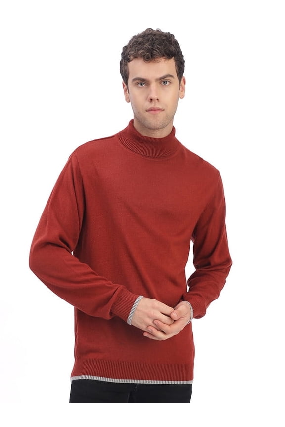 Casual Men’s High Neck Sweater – Rust | XXL