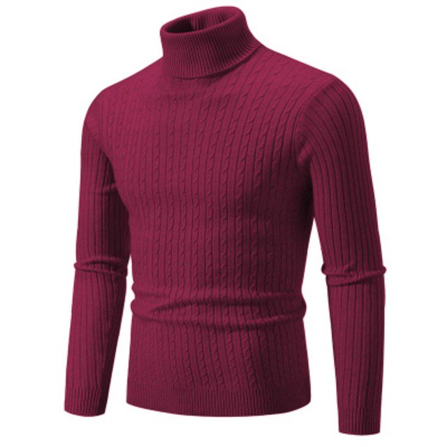 Men‘s High Neck Sweater Solid Color Pullover Knitted Warm Casual Turtleneck Sweatwear Woolen Mens Winter Outdoor Tops