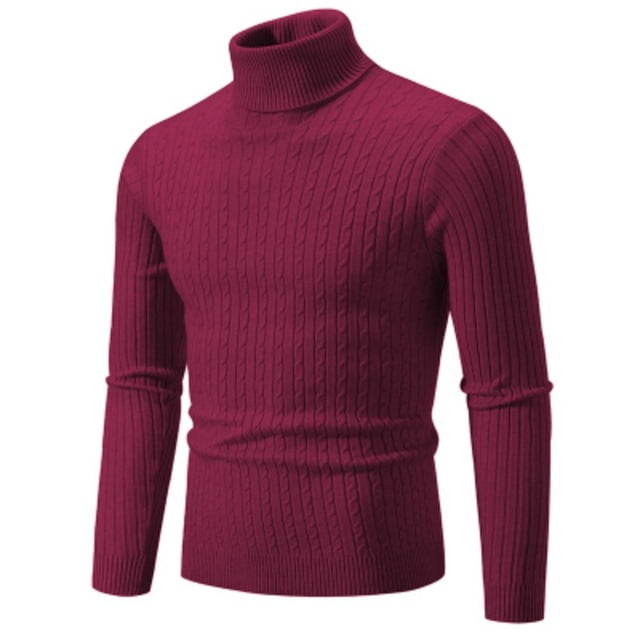 Men‘s High Neck Sweater Solid Color Pullover Knitted Warm Casual Turtleneck Sweatwear Woolen Mens Winter Outdoor Tops