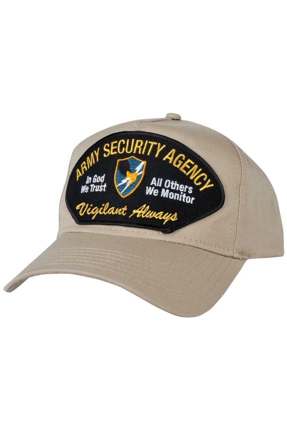 Men's High Profile Army Security Agency Black Patch On A Khaki Hat