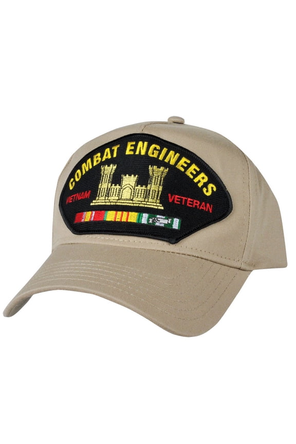 Men's High Profile Combat Engineer With Vietnam Service Ribbons Khaki Hat